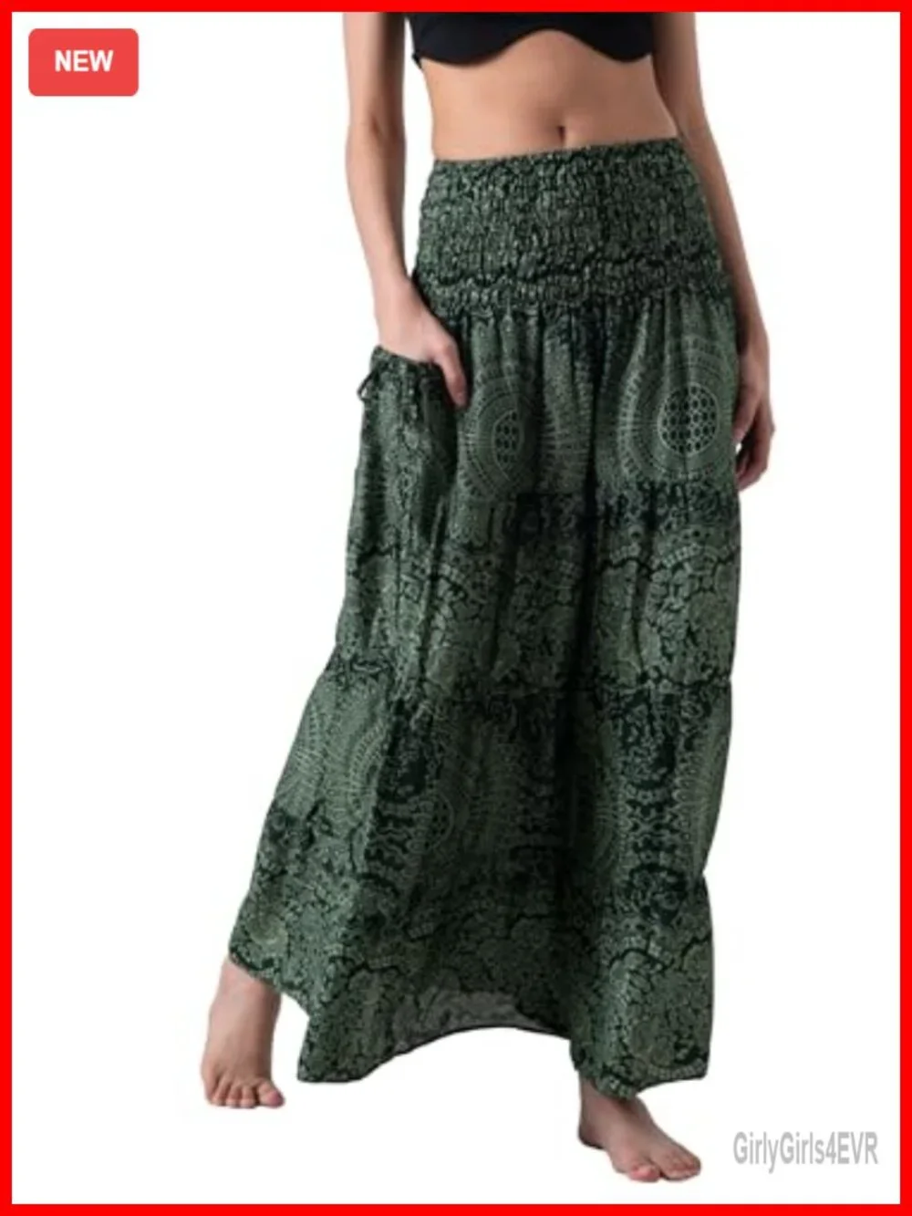 Tiered Maxi Boho Skirt Hippie Rayon High Waisted Elastic Waist